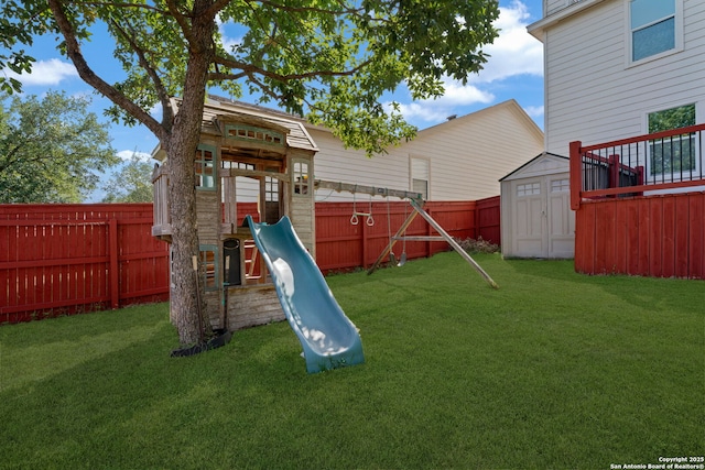 3738 Sumantra, San Antonio, TX 78261 - view of play area featuring a storage shed and an outdoor structure