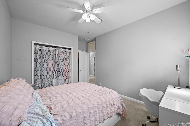 22841 San Saba Blf, San Antonio, TX 78258 - bedroom featuring carpet, baseboards, and ceiling fan
