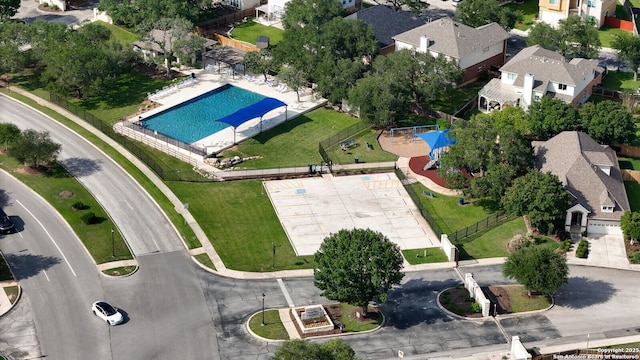 26940 Rustic Brk, San Antonio, TX 78261 - aerial perspective of suburban area featuring a pool