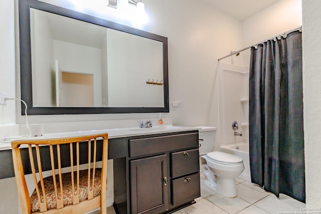 26323 Gibraltar, Boerne, TX 78015 - bathroom featuring tile patterned floors, shower / tub combo, double vanity, and toilet