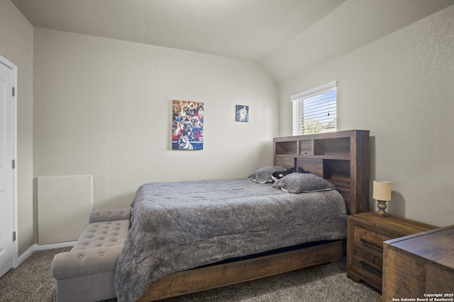 11734 Violet Cv, San Antonio, TX 78253 - bedroom featuring carpet floors, vaulted ceiling, and baseboards