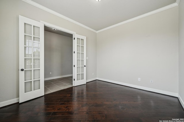 11526 Lily Blair, San Antonio, TX 78253 - empty room with french doors, hardwood / wood-style flooring, crown molding, and baseboards