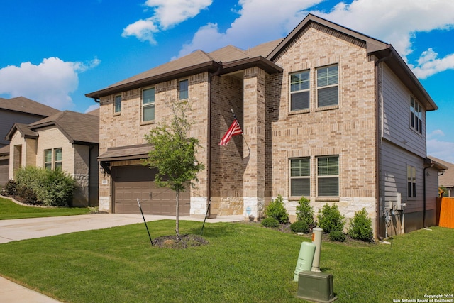 10259 Juniper Oaks, Boerne, TX 78006 - view of front of property with concrete driveway, a garage, brick siding, and stone siding