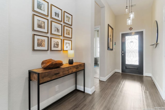 612 Wipper, New Braunfels, TX 78130 - foyer featuring dark wood-style floors and baseboards