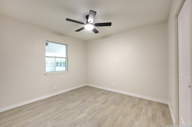 5914 Pineway, San Antonio, TX 78247 - spare room featuring light wood finished floors, baseboards, and ceiling fan