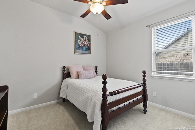 133 Edinburgh, Boerne, TX 78015 - carpeted bedroom featuring vaulted ceiling, baseboards, and a ceiling fan
