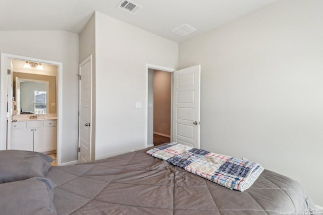 3012 Hess Blvd, Schertz, TX 78154 - bedroom with lofted ceiling, baseboards, and ensuite bathroom