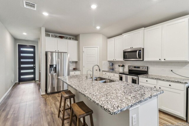 3012 Hess Blvd, Schertz, TX 78154 - kitchen featuring stainless steel appliances, a sink, backsplash, white cabinetry, and recessed lighting