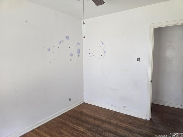 3218 E Southcross, San Antonio, TX 78223 - spare room featuring wood finished floors, ceiling fan, and baseboards