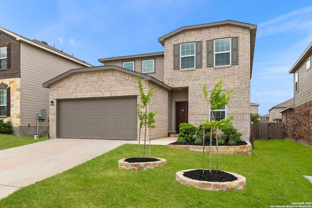 10322 Lady Bird, San Antonio, TX 78252 - traditional-style home featuring brick siding, a garage, and concrete driveway