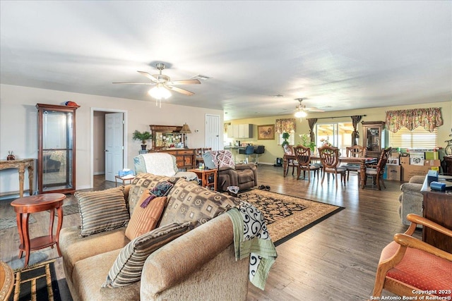 205 Montrose, Liberty Hill, TX 78642 - living room featuring a ceiling fan and wood finished floors