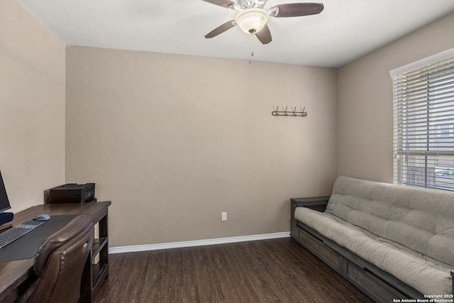1617 Desert Candle, San Antonio, TX 78245 - sitting room with an office area, dark wood finished floors, a ceiling fan, and healthy amount of natural light