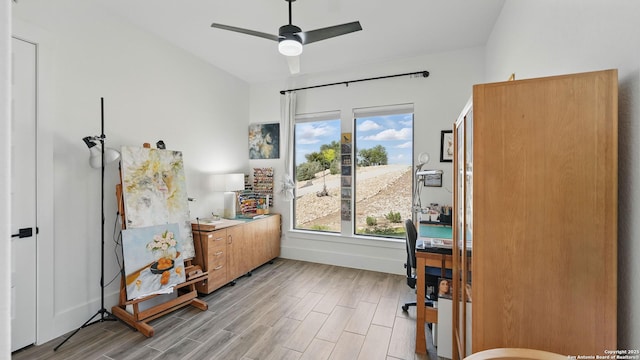 191 Crane Cir, Spring Branch, TX 78070 - bedroom featuring a desk, light wood-style flooring, and baseboards
