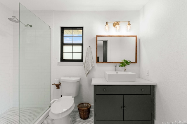 306 Chaparral Crk, Boerne, TX 78006 - full bathroom with a stall shower, vanity, and toilet