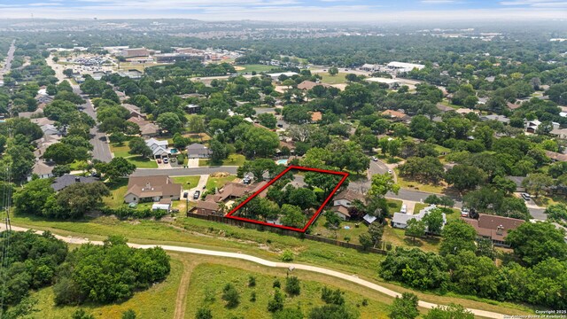 306 Chaparral Crk, Boerne, TX 78006 - aerial perspective of suburban area with property parcel outlined