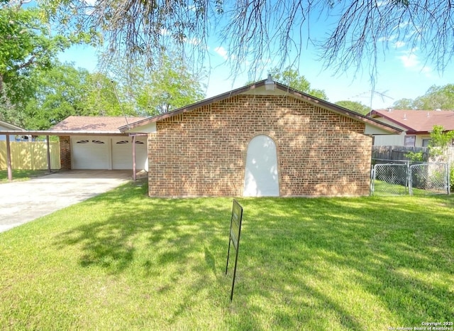 102 Dalewood Dr, Converse, TX 78109 - view of side of home featuring a garage, brick siding, and concrete driveway