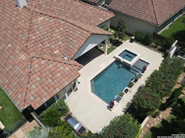 view of subject property featuring a pool area