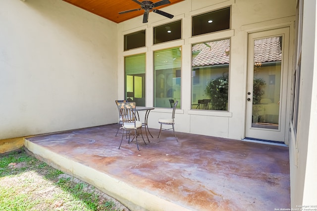 view of patio / terrace with a ceiling fan
