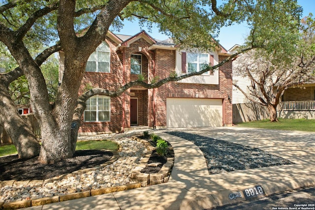 8818 Sarasota Woods, San Antonio, TX 78250 - traditional-style home with driveway, brick siding, and an attached garage