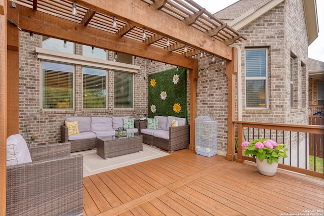 23107 Evangeline, San Antonio, TX 78258 - wooden terrace with an outdoor living space and a pergola