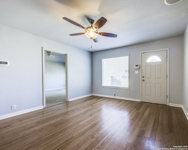 314 Gazel, San Antonio, TX 78213 - entrance foyer with a ceiling fan, wood finished floors, and baseboards