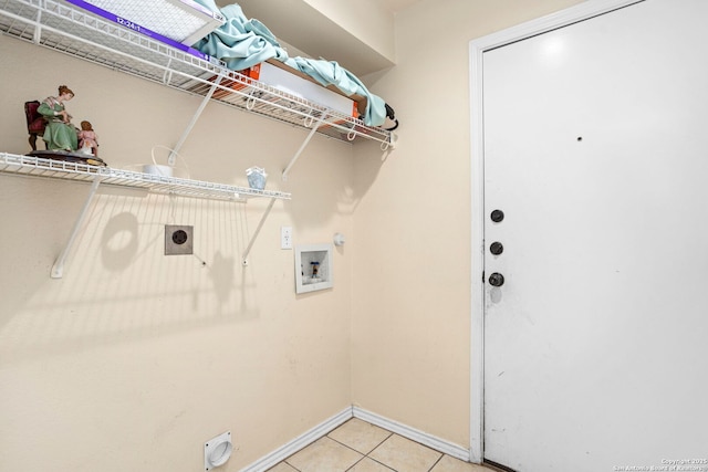 3601 Diamond Fls, Schertz, TX 78154 - laundry room with hookup for an electric dryer, hookup for a washing machine, baseboards, and light tile patterned floors