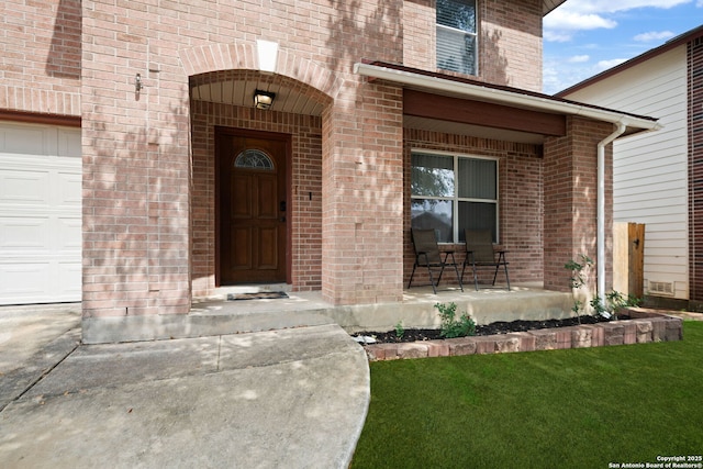 934 Saxonhill, San Antonio, TX 78253 - doorway to property featuring brick siding and covered porch