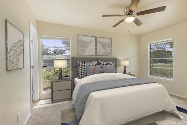 6711 Greencastle, San Antonio, TX 78242 - carpeted bedroom with baseboards and ceiling fan