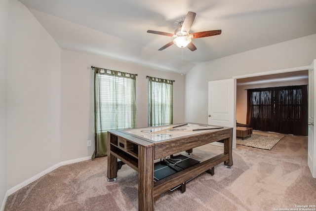 7606 Cottonwood Fls, Spring, TX 77379 - dining area with light carpet, ceiling fan, and baseboards