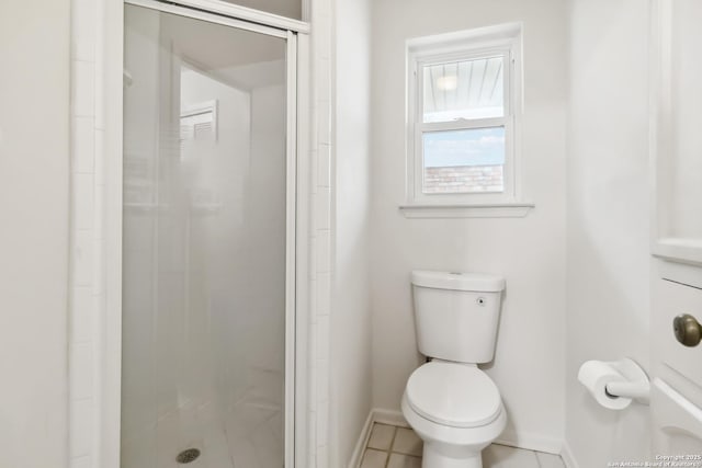 10514 Merritime Ct, San Antonio, TX 78217 - full bathroom with a shower stall, toilet, baseboards, and tile patterned floors