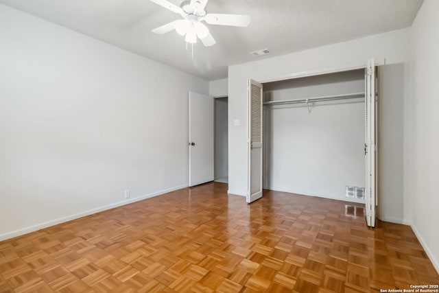 10514 Merritime Ct, San Antonio, TX 78217 - unfurnished bedroom with baseboards, a closet, and a ceiling fan