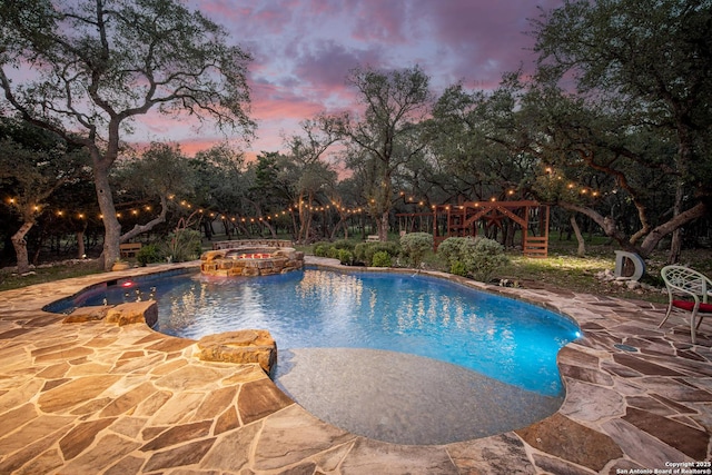 1040 Glenwood, Bulverde, TX 78163 - view of swimming pool featuring a patio and a pool with connected hot tub