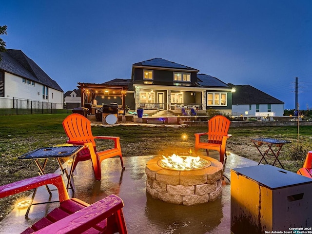 view of patio featuring a fire pit
