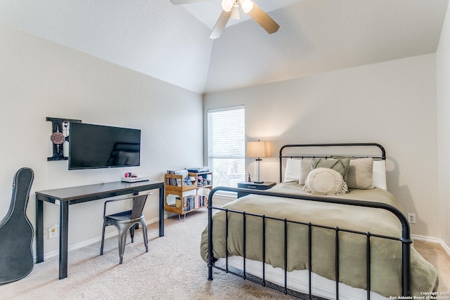 823 Peg Oak, San Antonio, TX 78258 - carpeted bedroom with baseboards, vaulted ceiling, and a ceiling fan