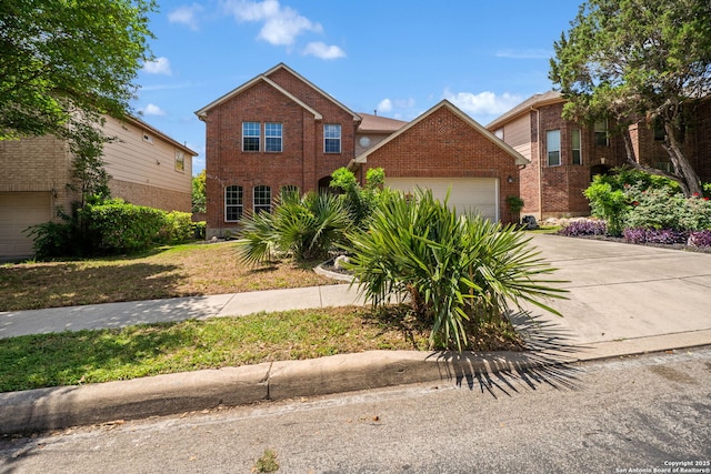 38 Atwell, San Antonio, TX 78254 - traditional-style home with brick siding, a garage, and concrete driveway