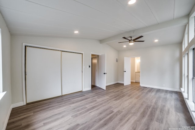 13635 Owl Tree, San Antonio, TX 78253 - unfurnished bedroom featuring wood finished floors, baseboards, a closet, recessed lighting, and ceiling fan