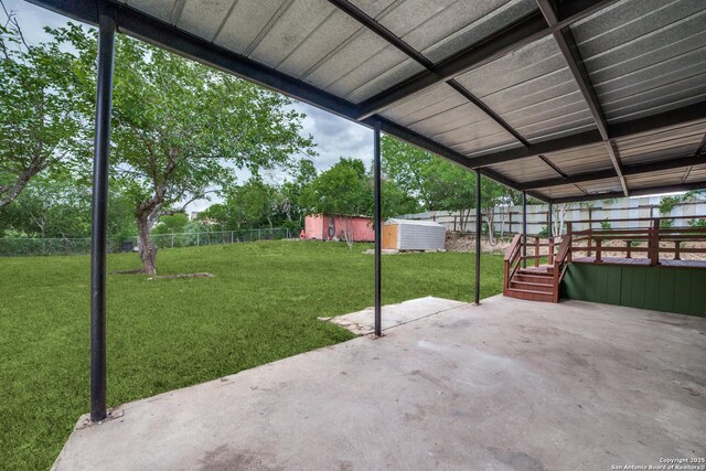 13635 Owl Tree, San Antonio, TX 78253 - view of patio / terrace with a storage shed and an outdoor structure