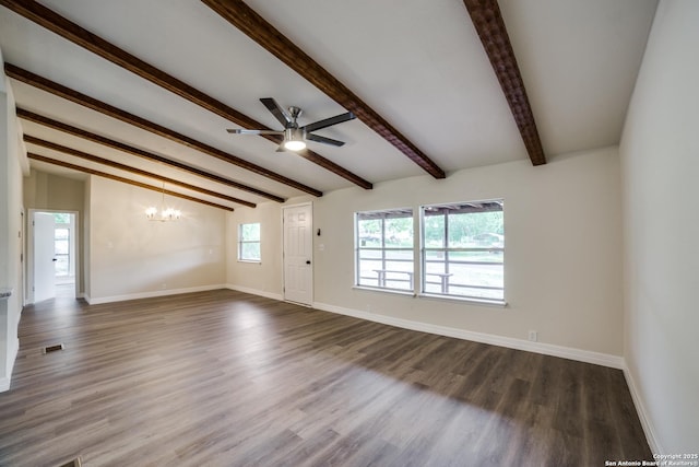 13635 Owl Tree, San Antonio, TX 78253 - unfurnished room with a chandelier, ceiling fan, baseboards, and wood finished floors