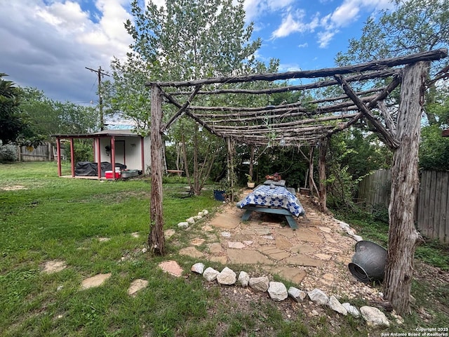 3802 Quiver, San Antonio, TX 78238 - view of yard with a pergola and an outdoor structure