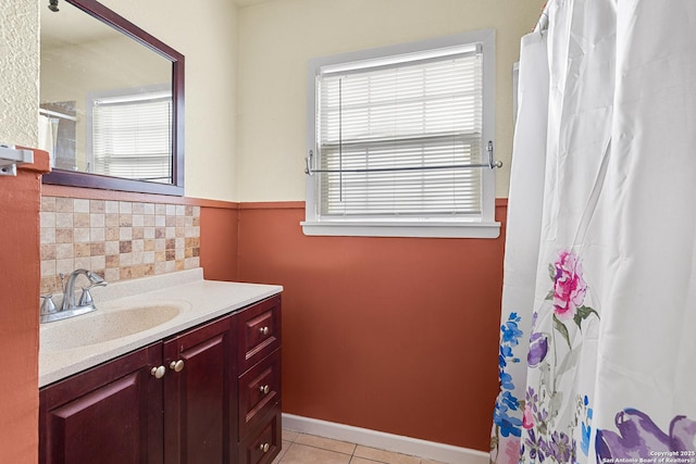 706 El Monte Blvd, San Antonio, TX 78212 - bathroom featuring plenty of natural light, vanity, tile patterned flooring, and curtained shower
