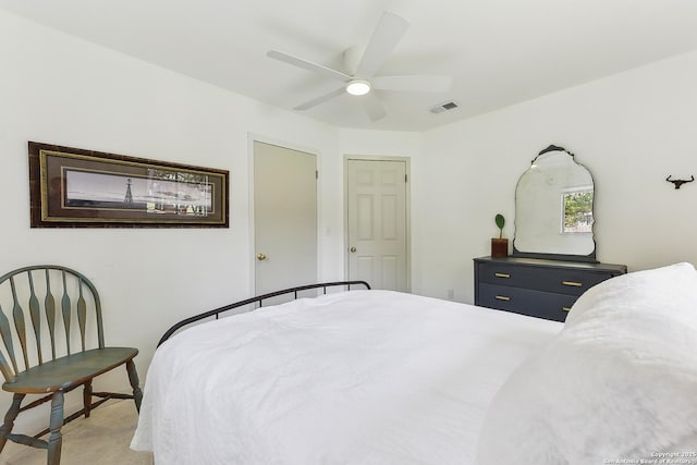 bedroom featuring ceiling fan