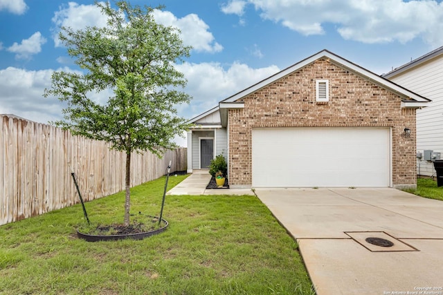 view of front of home with brick siding, concrete driveway, and an attached garage