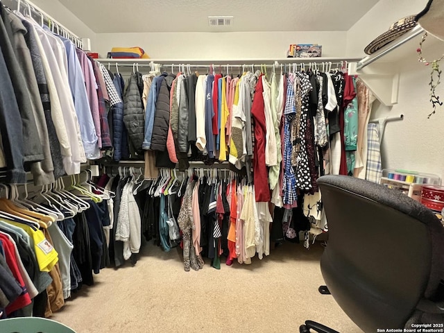 spacious closet featuring carpet