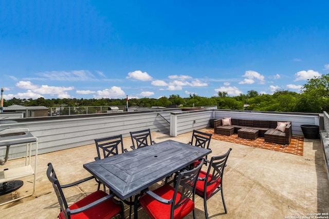 225 S Pine Unit 101, San Antonio, TX 78203 - view of patio featuring outdoor dining area, an outdoor living space, and view of scattered trees