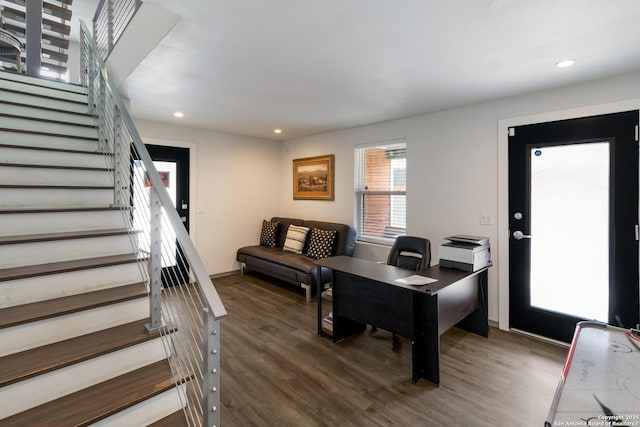 225 S Pine Unit 101, San Antonio, TX 78203 - home office featuring wood finished floors, recessed lighting, and baseboards
