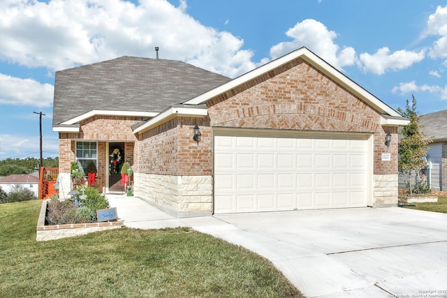 13227 Cache Crk, San Antonio, TX 78253 - ranch-style home with brick siding, driveway, a garage, and roof with shingles