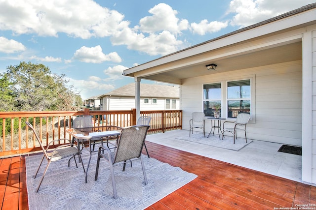 13227 Cache Crk, San Antonio, TX 78253 - wooden deck featuring outdoor dining area