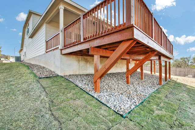 13227 Cache Crk, San Antonio, TX 78253 - back of house with a wooden deck and central air condition unit