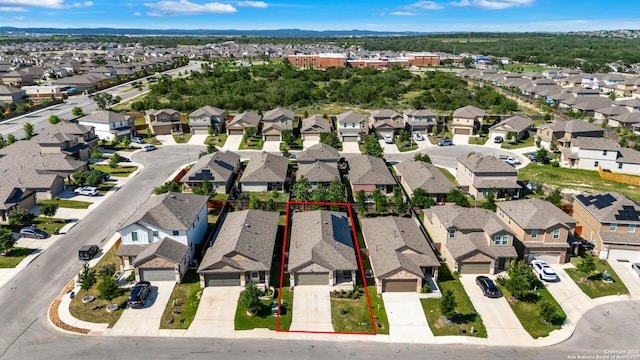 13927 Borolanite, San Antonio, TX 78253 - aerial perspective of suburban area with property parcel outlined