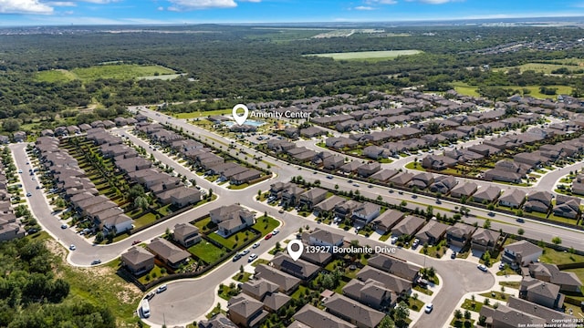 13927 Borolanite, San Antonio, TX 78253 - aerial overview of property's location featuring nearby suburban area and a heavily wooded area